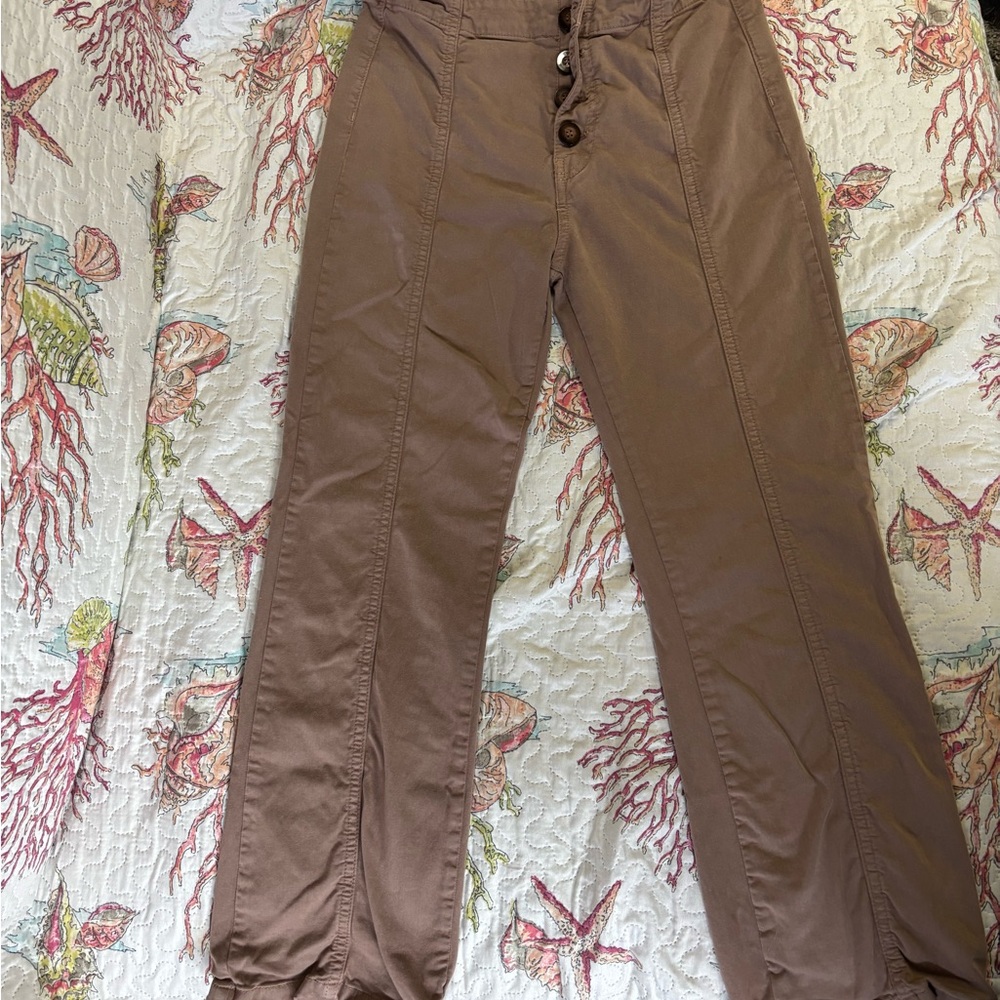 Free People Brown Straight Leg Pants